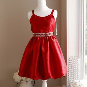 Red Formal Party Dress Embellished Waistline Homecoming Recital NWT Size 16